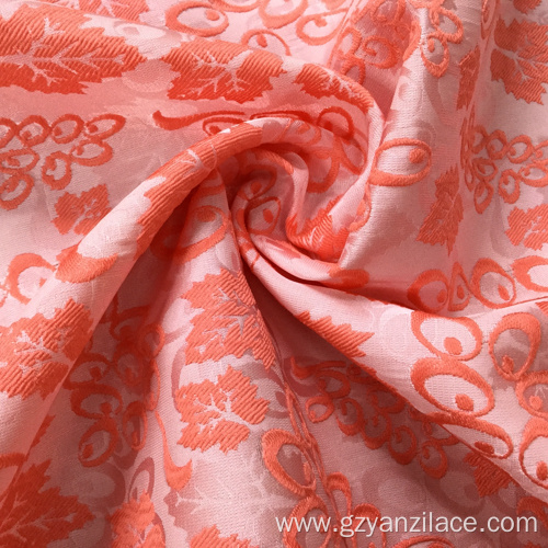 Orange Silk Print Upholstery Jacquard Fabric